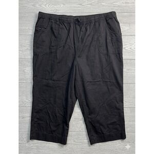 Essentials by Maggie Cropped Capris Pants Plus Size 22 24 W 22/24W Black Pull On